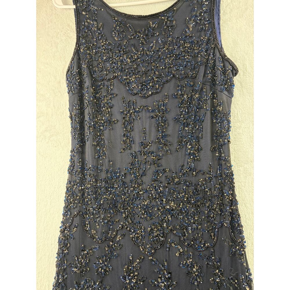 Pisarro Nights Sleeveless Beaded Evening Dress - Navy - Size 10P - Picture 6 of 9